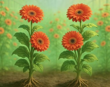 Gerbera flower treated with calcium biostimulant